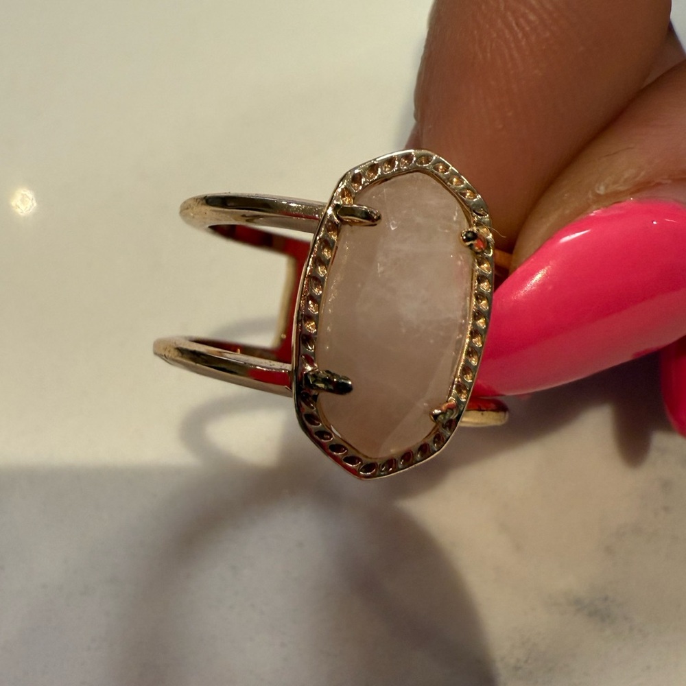 Kendra Scott Elyse Gold Quartz Pink Stone Ring 7